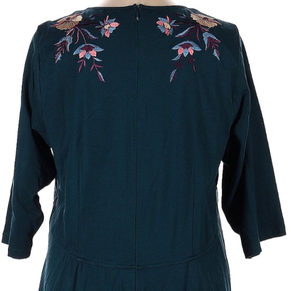 Eshakti Womens Unique Hand Made Floral Embroidered Pocketed Drop Waist Dress 🌷 - Picture 4 of 16